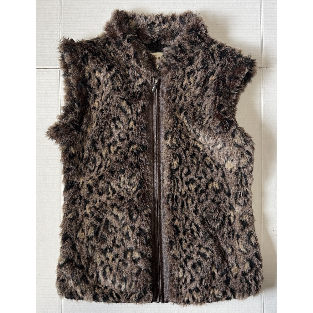 CRIPPLE CREEK - Women's Leopard Faux Fur Sweater Vest - Size Large